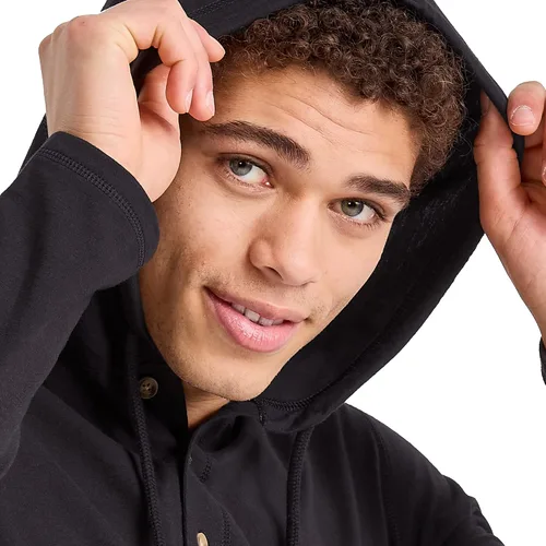 Vista 4 de Hanes Sudadera con capucha de algodón para hombre, ligera, con cuello Henley