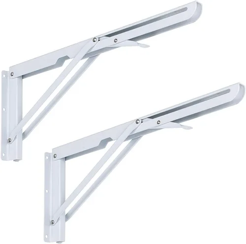 Vista 18 de Sumnacon - Soportes plegables resistentes, soportes de estante de metal negro de alta resistencia para mesa y banco, escuadra triangular de 8