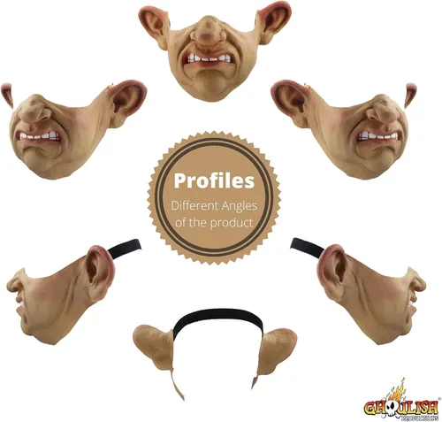 Vista 5 de Ghoulish Productions Máscara de látex de hombre viejo gruñón, accesorio de Halloween para adultos, Beige
