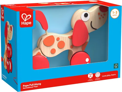Vista 4 de Hape Walk-A-Long Puppy Juguete de Arrastre de Madera