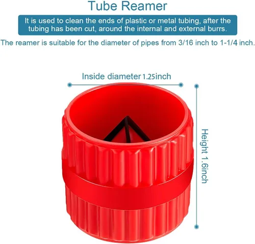 Vista 2 de 2 Piezas de escariador interno-externo rojo para tubos y tubos, herramienta de chaflán para tubos de PVC/PPR/Cobre/Latón/Aluminio