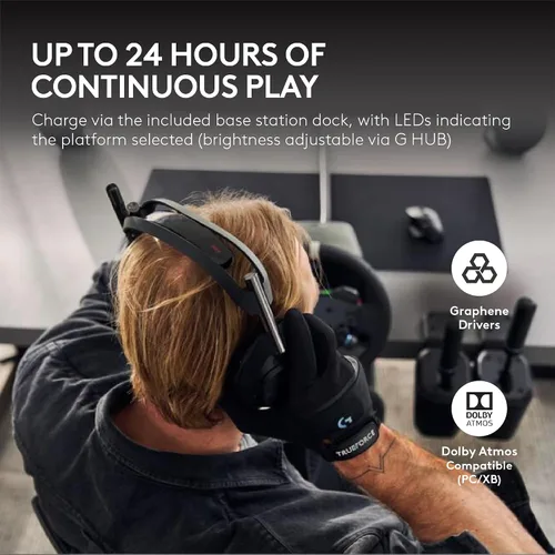 Vista 6 de Logitech G Astro A50 X Multi-Platform Wireless Gaming Headset + Base Station for PS5/Xbox/PC: PLAYSYNC Video & Audio Switcher, HDMI 2.1 4K 120Hz