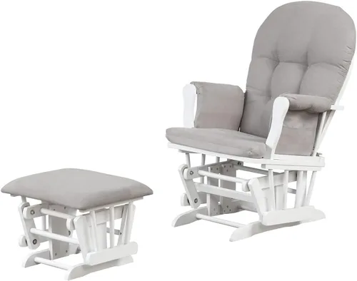 Vista 2 de Angel Line Grayson - Planeador y otomano, blanco con cojín gris oscuro