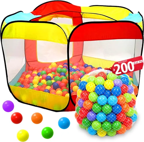 Vista 9 de Piscina de Pelotas para Niños Tienda Emergente Grande para Niños Pequeños - Juguetes de Regalo para Interior y Exterior para Bebés Niñas y Niños