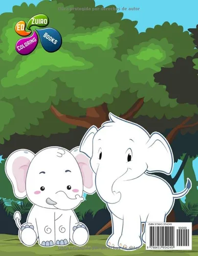 Vista 2 de Elefantes Libro de colorear para niños Lindo elefante para colorear para niños pequeños, preescolares, jardín de infantes. Gran regalo para niños