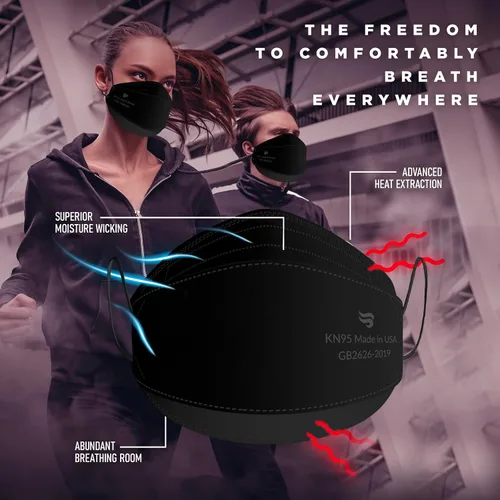 Vista 2 de Breatheze Máscaras Faciales KN95 Hechas en Estados Unidos Registradas por la FDA - Máscara KN95 Desechable - Estilo 3D