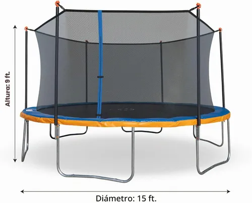 Vista 9 de Sportspower Trampolín para exteriores con red de seguridad, 15 pies