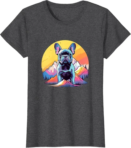 Vista 77 de French Bulldog Dog Men Women Kids T-Shirt Asphalt Grey