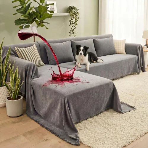 Vista 8 de Tegeme Fundas para sofá modular, 2 piezas impermeables en forma de L, tela polar tipo peluche, fundas para sofá para mascotas, perros y gatos
