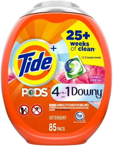 Vista 18 de Tide PODS con detergente líquido Downy, April Fresh, 12