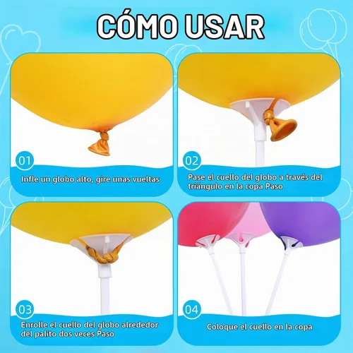 Vista 3 de Apoulin Bastones para globos, paquete de 35 palos de globo y taza para fiestas y bodas
