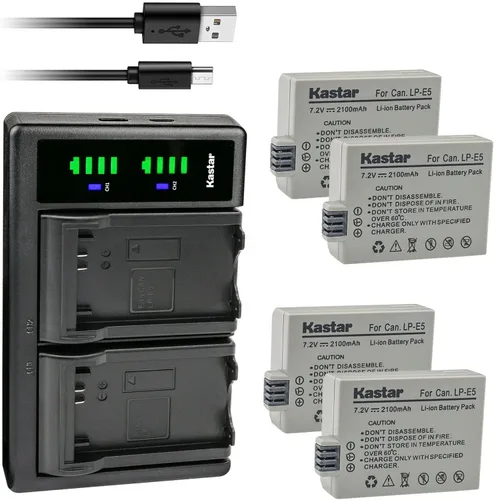 Vista 7 de Kastar Cargador de batería USB LTD2 para Canon LP-E5 LPE5, Canon LC-E5, LC-E5C, cargador LC-E5E, Canon EOS Rebel XSi, EOS Rebel XS, EOS Rebel T1i