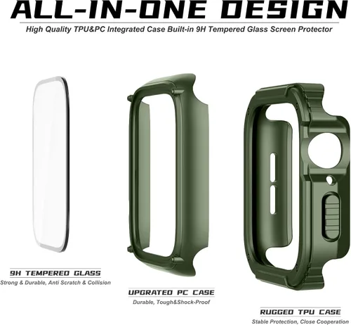 Vista 2 de Recoppa para Funda Resistente Apple Watch 38mm Series 3/2/1 con Protector de Pantalla, Cubierta Protectora a Prueba de Caídas Grado Militar Quattro