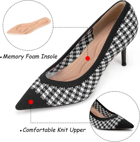Vista 8 de LYTIYO Zapatos de tacón bajo con punta puntiaguda para mujer