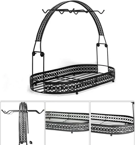 Vista 2 de Soporte para Tazas de Café - Estante de Hierro Forjado y Organizador de Platos - Estante de Secado y Almacenamiento con Escurridor para Encimera