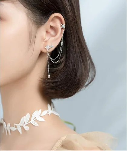 Vista 3 de SLUYNZ - Aretes de plata de ley 925 con diseño de estrella, para mujeres, adolescentes, niñas, aretes de estrella