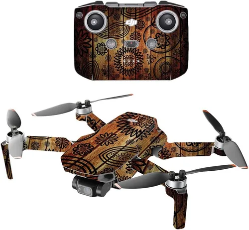 Vista 8 de MightySkins - Compatible con DJI Mini 2 Dron portátil – Madera negra Funda protectora de vinilo duradera y única Fácil de aplicar, quitar