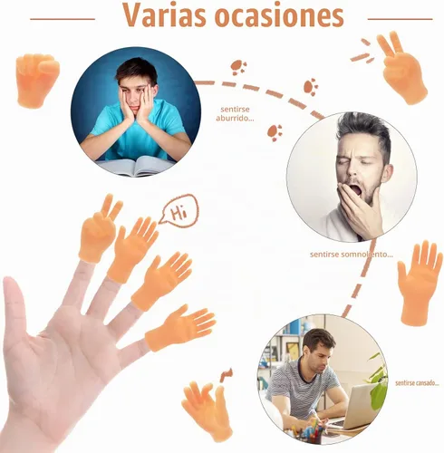 Vista 4 de 14 piezas de manos de dedo diminutas, manos de dedo mini de goma premium, marionetas de mano plana estilo mini para espectáculo de títeres 14 manos