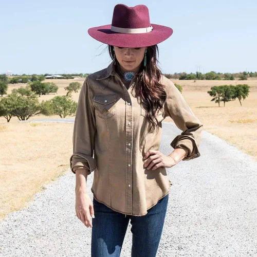 Vista 2 de Charlie 1 Horse Highway Springtime - Gorro de fieltro para mujer, Cwhway-4036-Mu, L