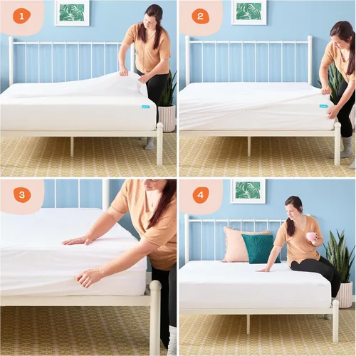 Vista 6 de Carcasa Linenspa con cierre impermeable, transpirable prueba de polvo y ácaros, cama prueba protector de colchón, Poliéster, gemelo