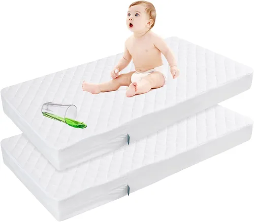 Vista 10 de Protector de colchón para cuna con cremallera, funda impermeable para colchón de cuna, transpirable y absorbente, funda de 6 lados totalmente