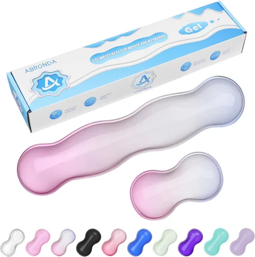 Vista 30 de Reposamuñecas de Gel para Teclado y Ratón, Reposamuñecas para Teclado, Soporte de Muñeca para Ratón, Alivio del Dolor, Toque Fresco, Antideslizante