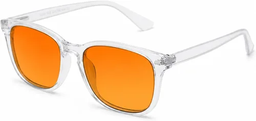 Vista 28 de TIJN Gafas de dormir con bloqueo de luz verde azul, lente de luz roja para juegos de computadora, fatiga de pantalla y protección UV Negro