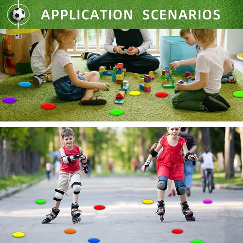 Vista 6 de Poly Spot Markers 4 inch/9 inch Non-Slip Rubber Agility Training Markers Floor Dots Flat Field Cones for Football, Soccer, Basketball, School