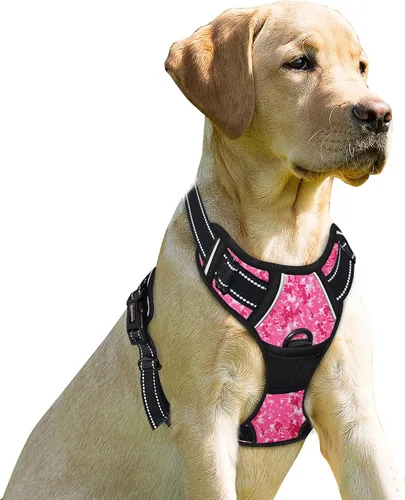 Vista 33 de BARKBAY - Arnés para perro sin tirones con clip frontal, material resistente y reflectante, asa de fácil control para pasear perros grandes