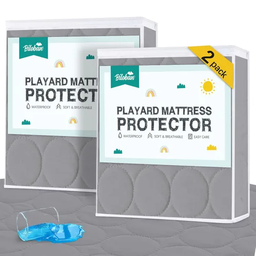 Vista 14 de Sábanas Protectoras de Colchón para Cuna Impermeables Paquete de 2, Funda Acolchada de Protector de Colchón para Cuna Ajustable para Colchón de Cama