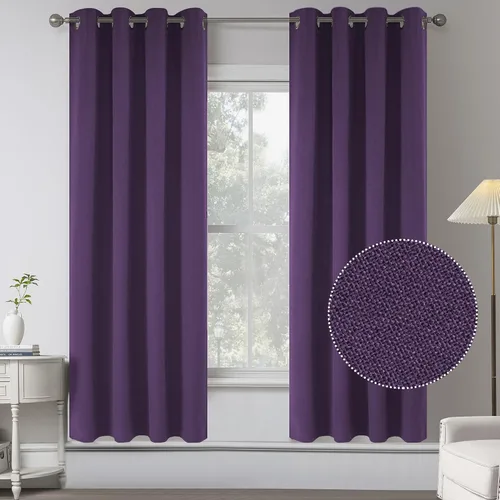 Vista 40 de KEQIAOSUOCAI Cortinas de lino 100% opacas de 100 pulgadas de largo, 2 paneles para dormitorio, estilo casa de campo moderna, completamente negro