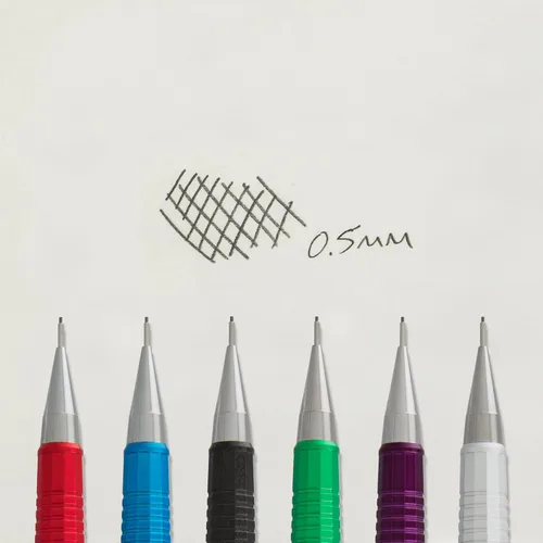 Vista 6 de Pentel Sharp - Portaminas, (0.5 mm), cuerpo metálico, colores surtidos, paquete de 2 (P205MBP2M)