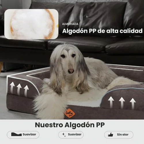 Vista 4 de Laifug Cama ortopédica grande de espuma viscoelástica para perro, sofá para perro con funda de gamuza lavable y extraíble, forro impermeable y parte