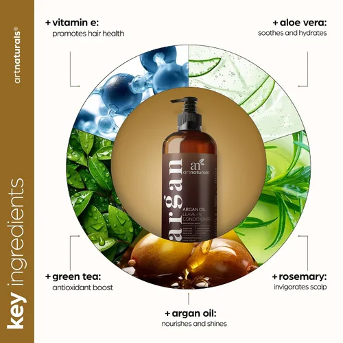 Vista 4 de Aceite de argán orgánico Art Naturals, acondicionador para cabello seco y dañado, 12 onzas