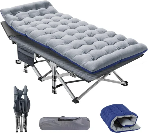 Vista 11 de NAIZEA Catres plegables para adultos, catre plegable con colchón, cama plegable para camping, catre militar portátil, catres de dormir Oxford