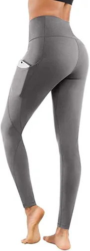 Vista 4 de Leggings de cintura alta para mujer, con bolsillos, sin costuras, para gimnasio, yoga, levantamiento de glúteos, mallas moldeadoras