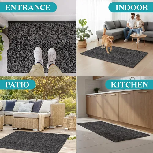 Vista 6 de Tapete de Puerta Interior de Microfibra Premium – 20"x30" Tapete de Entrada Lavable, Antideslizante, Respaldo Impermeable, Súper Absorbente, Tapete