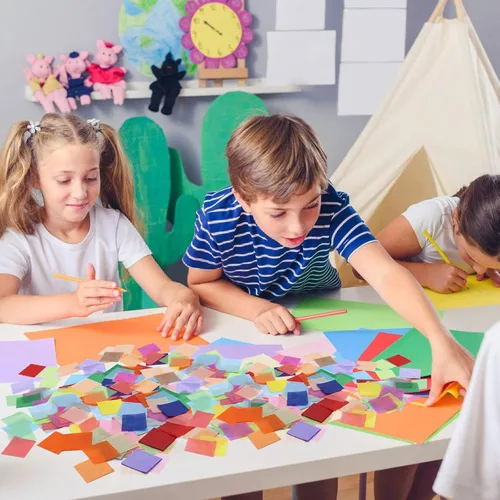 Vista 7 de Jyongmer 10800 piezas de papel de seda multicolor cuadrados, papel de seda de 2 pulgadas de colores para manualidades, papeles de seda arco iris