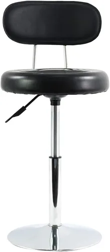 Vista 6 de FURWOO Silla giratoria de piel sintética negra Mini taburete de peluquería con respaldo para manicura, tatuaje y uso de oficina