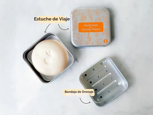 Vista 7 de Babo Botanicals Soporte de barra sólida para champú 2-1, estuche de viaje con tapa, bandeja de ducha con capa de drenaje; estuche de aluminio