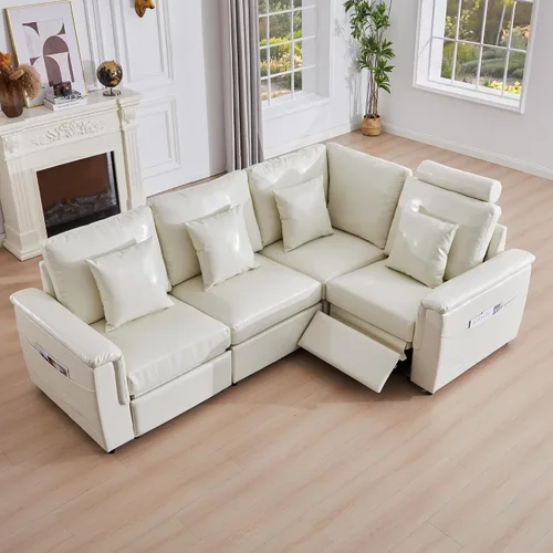 Vista 29 de RARZOE Módulo de Reposabrazos para Sofá Seccional Modular, Reposabrazos de Pana Módulo de Sofá Modular Parte Lateral para Sala de Estar Sofá