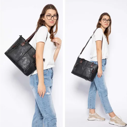 Vista 2 de LOVEVOOK Carteras Bolso Tote para Mujer, Bolsos Grandes de Hombro, Bolsas de Trabajo de Cuero con Múltiples Bolsillos, Bolso Satchel Hobo