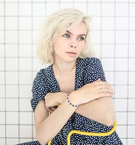 Vista 5 de Pulsera de oro para mujeres y niñas, pulsera de cuentas ajustable para adolescentes y niñas