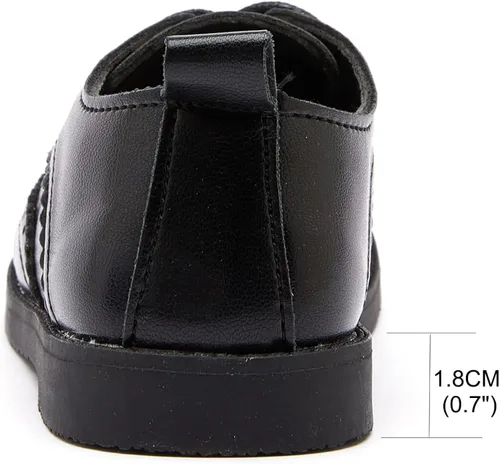 Vista 7 de Lennuoma Zapatos de vestir clásicos con cordones para la escuela y la comodidad de los niños para niñas (niñoniño pequeño), Negro