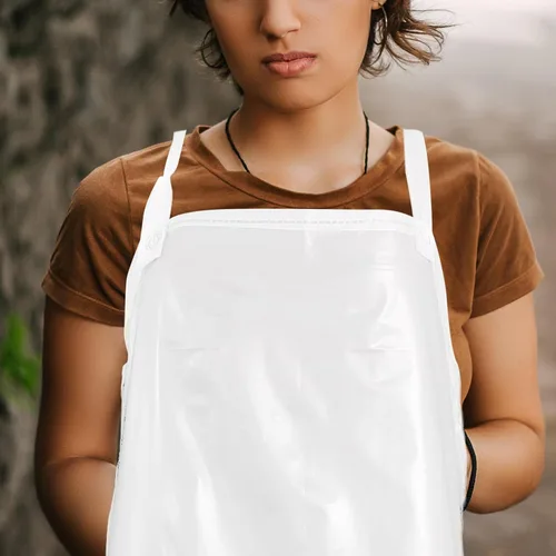 Vista 7 de Luxshiny Waterproof Kitchen Apron Set 4pcs White Long Chef Aprons Adjustable for Bbq Gardening Dishwashing