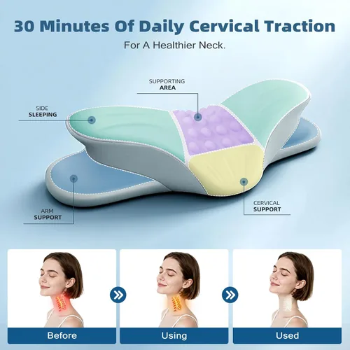 Vista 3 de Almohadas Cervicales para el Cuello, Almohada Ortopédica Enrollable para Alivio del Dolor de Cuello, Dispositivos de Descompresión para Dormir