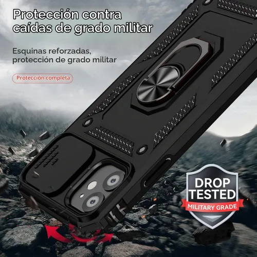 Vista 6 de Funda para iPhone 11 de 6.1 pulgadas, con protectores de pantalla y funda para cámara, [grado militar] de 16 pies. Funda a prueba de caídas con Negro