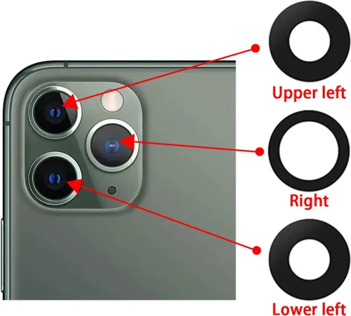 Vista 6 de Juego de 2 lentes de repuesto originales para cámara trasera para iPhone 11 Pro Max y iPhone 11 Pro con adhesivo preinstalado y kit de herramientas