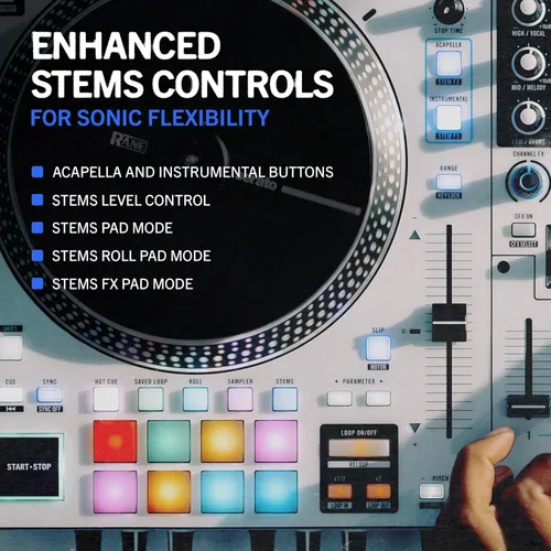 Vista 3 de Rane ONE MKII - Controlador motorizado Serato DJ Pro con 2 cubiertas, FX interno, control de Deep Stems para DJs de Scratch, clubes y eventos