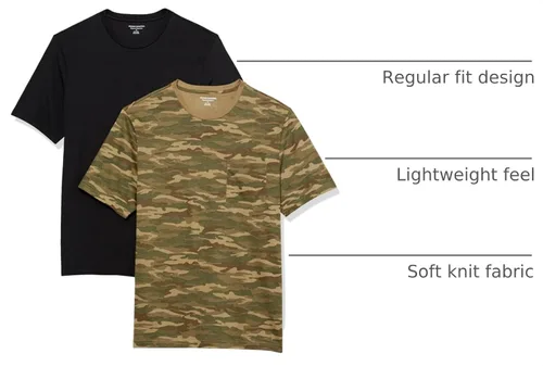 Vista 4 de Amazon Essentials Men's Short-Sleeve Crewneck Pocket T-Shirts, Pack of 2